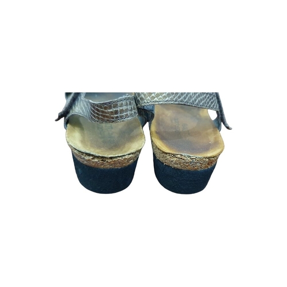 NAOT Pamela Sandals Metallic Leather Snakeskin Rhinestone Buckle Women’s… - Picture 6 of 9